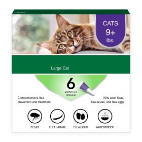 Vet-Recommended Flea Prevention for Large Cats +9 lbs;  6 Monthly Treatments